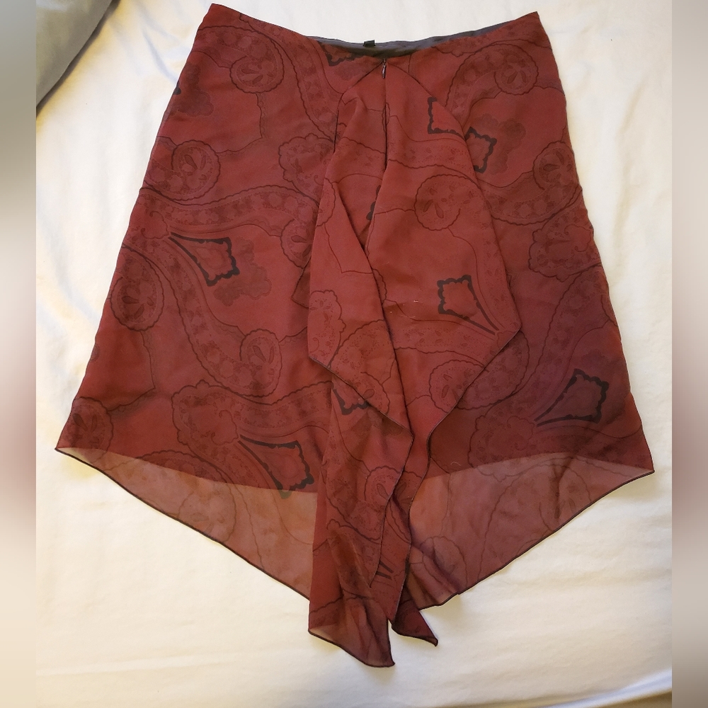 Burberry Maroon Paisley Asymmetric Silk Skirt